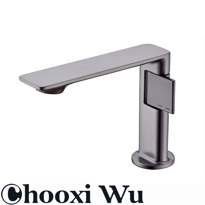 CHOOXIWU Bathroom Basin Faucet Single Lever Gray Hot And Cold Crane Brass Sink Mixer Black Chrome Sink Tap