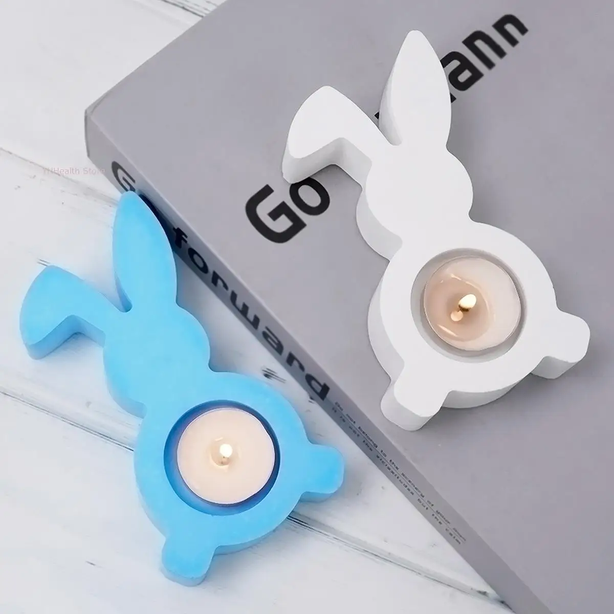 Easter New Bunny Candle Holder Epoxy Resin Mould Handmade Cute Rabbit Desktop Aromatherapy Ornament Animal Plaster Silicone Mold