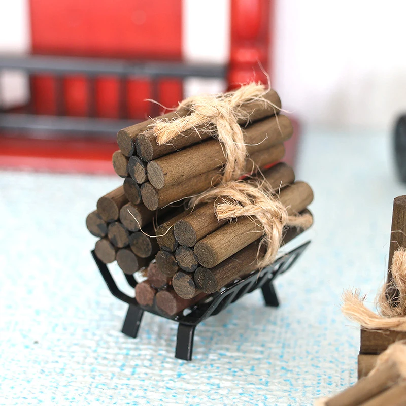 For 1:12 Furniture Garden Lawn Fireplace Miniature 1 Bundle Of Firewood Rack For Dollhouse Decoration Kitchen Accessories