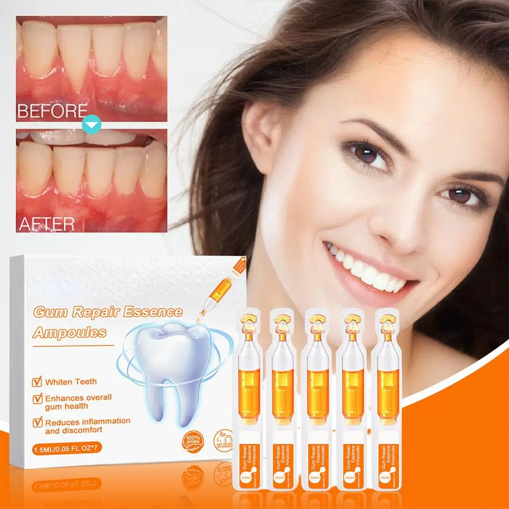 

7pcs Gum Repair Treatment Ampoules Oral Care Essence Fresh Cleaning Breath Toothache Remove Liquid Relief Swelling Gums Gingiva