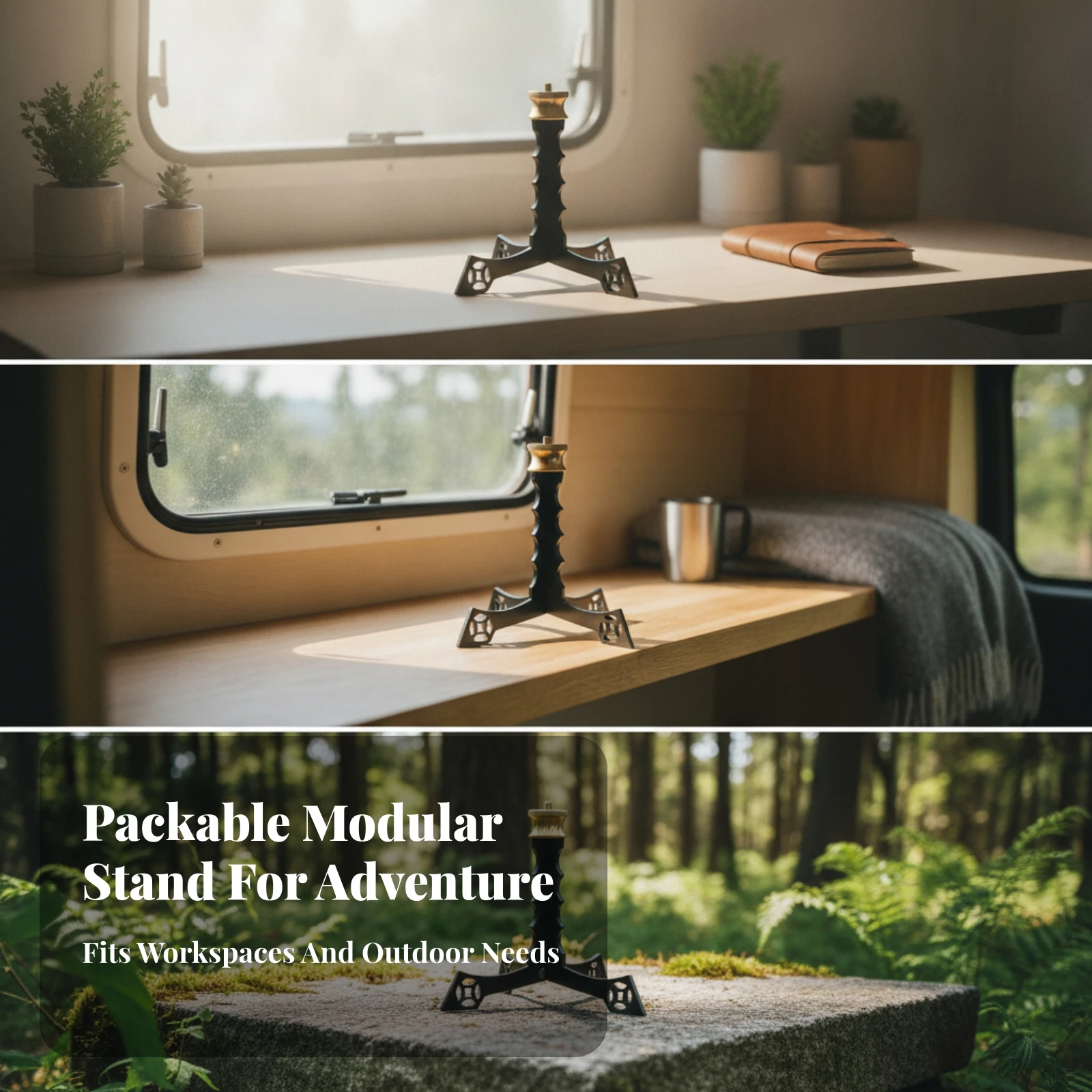 Mini Camping Lichtstativ Tabletop Lamp Stand with 1/4 Threaded Interface for Outdoor Picnic Table Decor