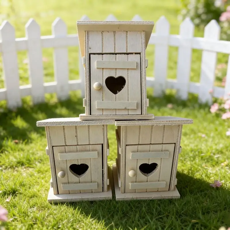 1 unidad de mini nido de madera para gallinero, modelo de casa de muñecas, accesorios de fotografía, decoración del hogar, casa de muñecas, mini pájaro de madera