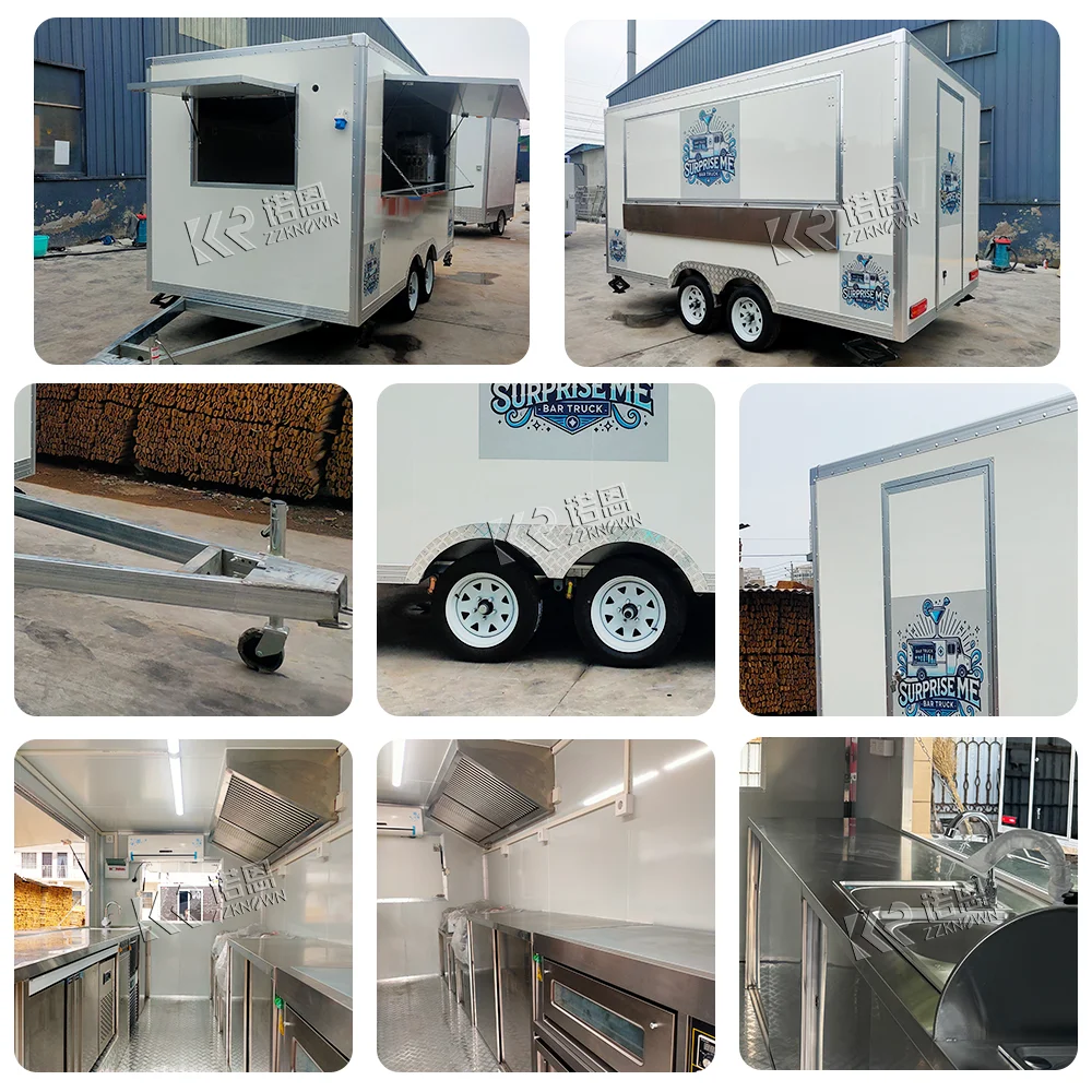 Street Concession Bakery Food Trailer with Full Kitchen Outdoor Mobile Restaurant Pizza Hot Dog Cart Food Trucks - Image 4