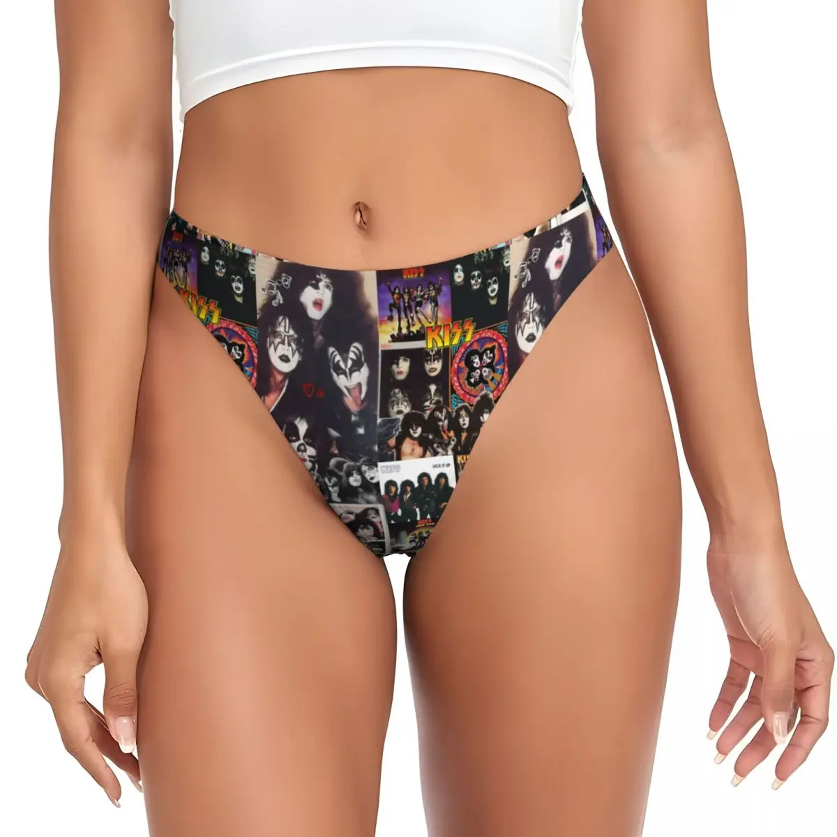 

Custom Women Heavy Metal Band Wallpaper G-string Thongs Breathable Kisses Panties Underwear