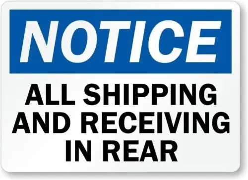 All Shipping Rear Notice Aluminum Weatherproof 12