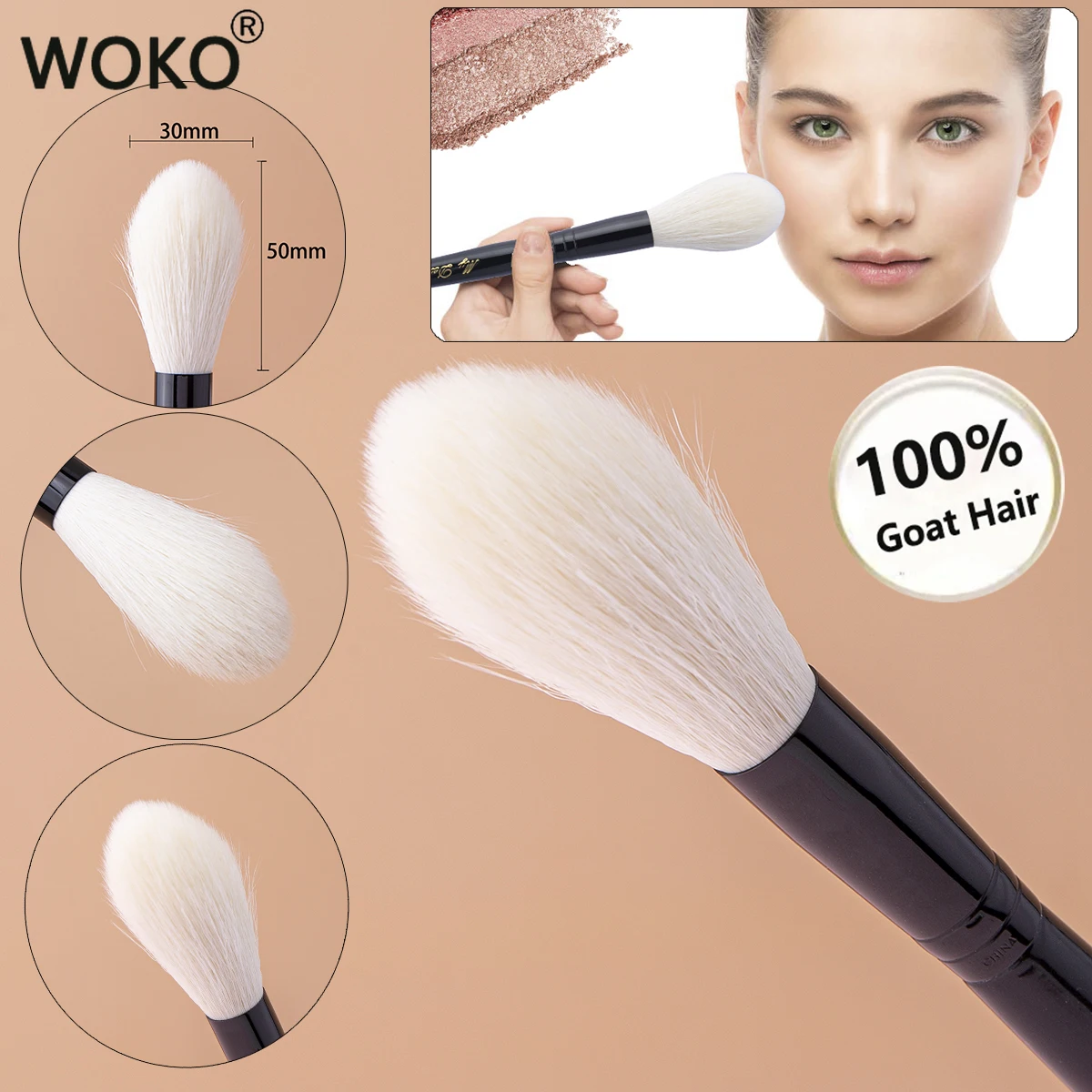 Flame Type Makeup Highlighter Brush Facial Contour Shadow Sculpting Brush Tapered Soft Goat Hair Highlighter Makeup Tool