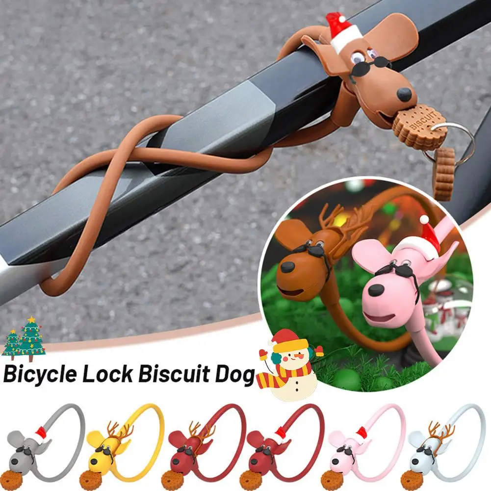 Cartoon Biscuit Puppy Mountain Bike Lock With 2 Keys Safety Lock Scooter Bracket Accessories Fixed Anti Theft Portable Bicy G4v2