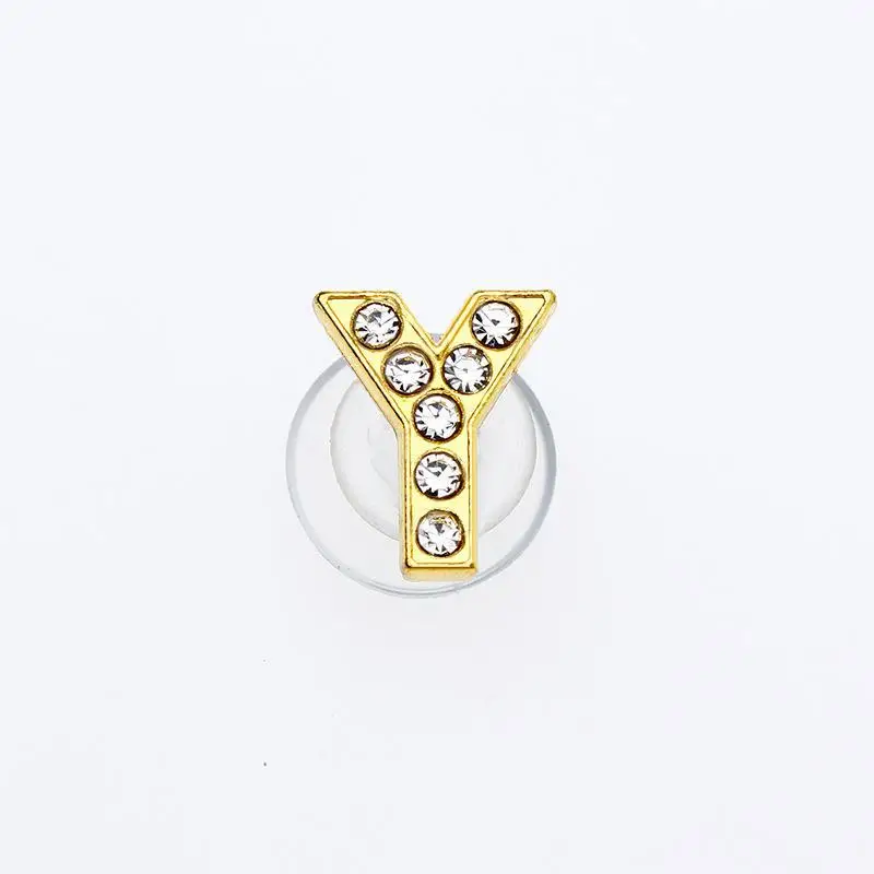 Gouden Letters Kristal Diamant Legering Bedels Accessoires Mode Zachte PVC Schoenen Gesp Kids Decoratie Ontwerp Groothandel 1 Stuks