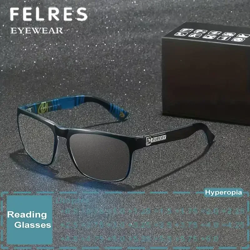 Designer Quadratische Klare Linse Photochrome Lesebrille Männer Rezept Presbyopie Brillen Farbwechsel Sonnenbrille +1,5