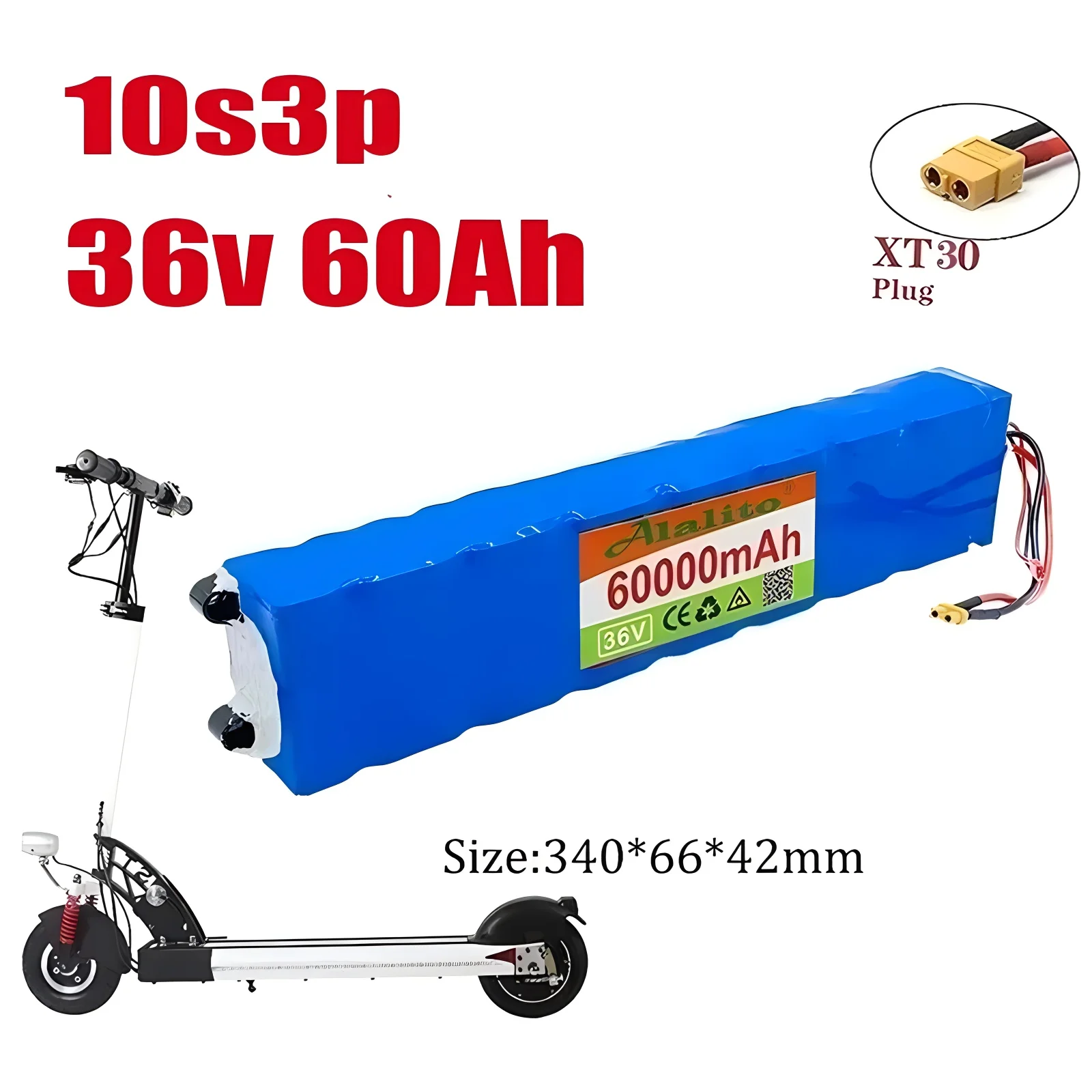 100% 36V 60Ah Scooter Battery Pack for Xiaomi Mijia M365 36V 60000mAh Battery pack Electric Scooter BMS Board for Xiaomi M365