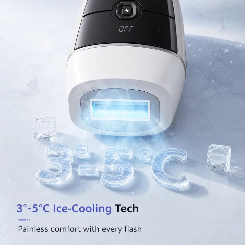 Ice Cooling IPL Hair Removal Device with 360 Degree, Replaceable Muti-Function Lamp Head Body Comfortable Personal Care