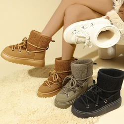 Women's Winter Ankle Boots Snow Platform Shoes Fluffy Waterproof Flats Comfortable New Rock Booties Woman 2024 Trend Plus Size