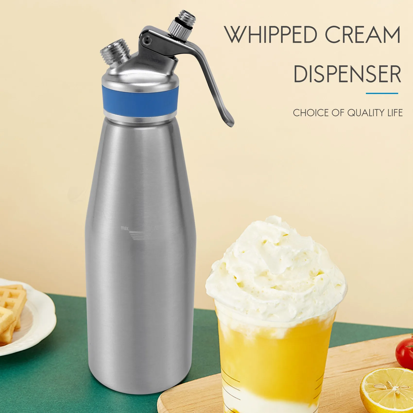 Whipped Cream Dispenser Cream Foaming Agent 1000Ml Handheld Whipping Cream Maker with 3 Stainless Steel Tips