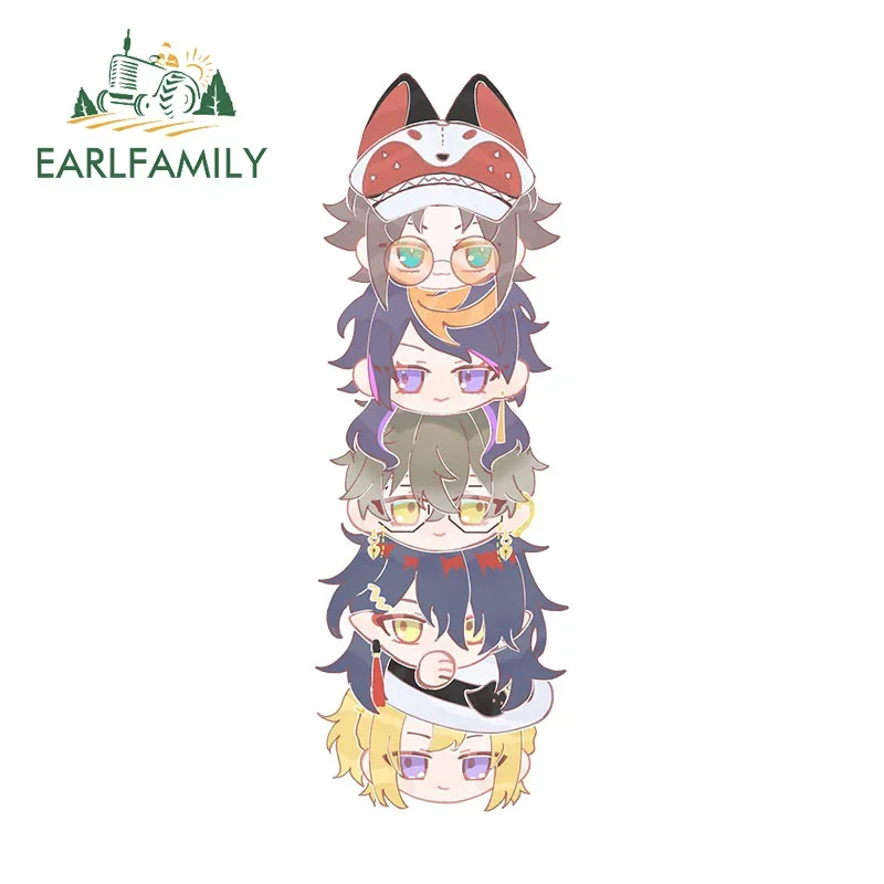 EARLFAMILY 13cm x 4.5cm for Luxiem Cute Stack Pile Up Luca Vox Mysta Shu Ike Chibi Head Shot Car Stickers Sunscreen Vinyl Decals