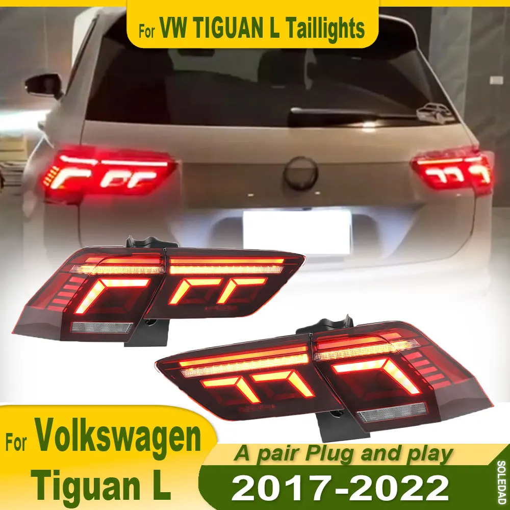 

Для Volkswagen Tiguan 2017-2022 светодиодный задний фонарь в сборе, динамический сигнал поворота DRL, стоп-сигнал, автомобильные аксессуары, 2 шт.