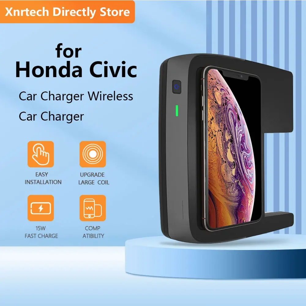 

Mobile Phone Fast 15W wireless Charger Auto Switch On/Off Accessory Suitable16-21 for Honda Civic car chargertenth generation