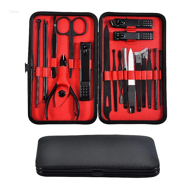 19 Piece Stainless Steel Manicure Pedicure Tool Set Nail Clipper Nail Cutter Cuticle Scissors Grooming Beauty Kit Gift Box