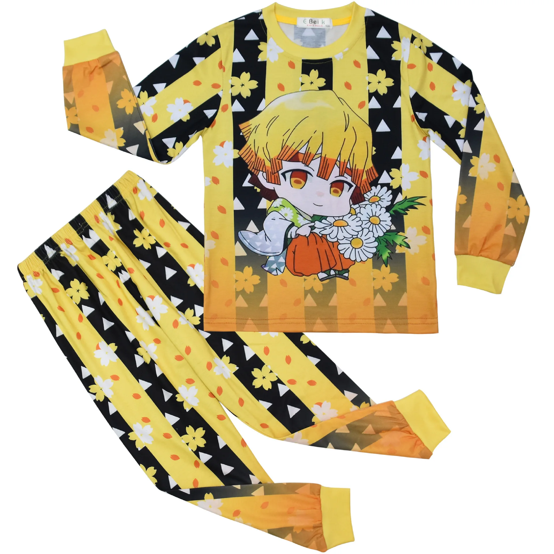 Demon Slayer Anime Toddler Boy Clothes Autumn Pajamas Cotton Long Sleeve T Shirt + Pants Costume Girls Casual Sportswear Set