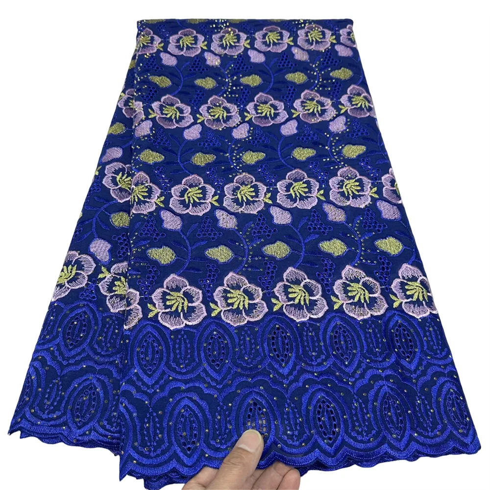

Cheap African Nigerian Cotton Lace Fabric With Stones 2025 High Quality Swiss Voile Lace Fabric for Women Party Dresses Sewing