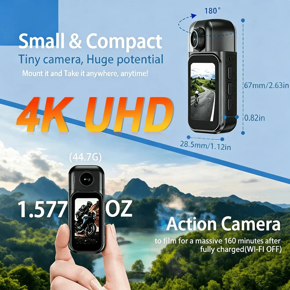 4K/1080P Mini WiFi Body Vlog Camera With Charging Case Portable Sports Cam for Motorcycle Bike Pet Cycling Outdoor Recording - view 5