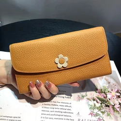 2024 New Genuine Leather Women Wallets Original Design Long Wallet Excellent Cowhide Flower Clutch Bag Envelope Phone Purse