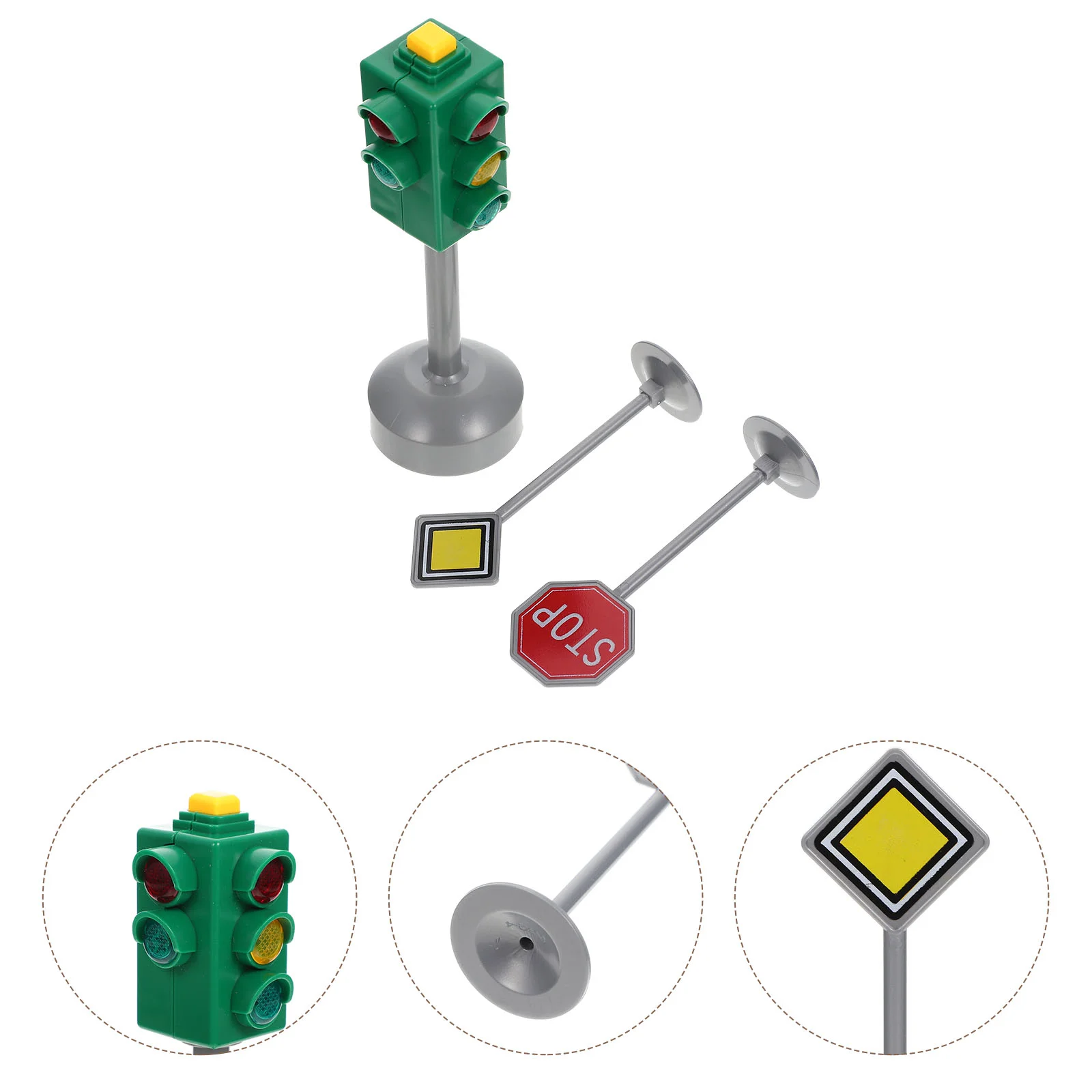 3 Pcs Children Traffic Light Kids Lamp Toy Children's Education Mini Toys for Stop Sign Crosswalk Signal