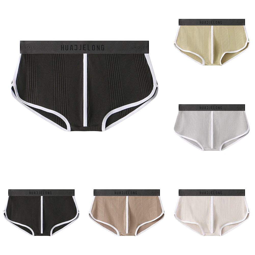 

1pc Cotton Mens Striped Fashion Boxer Underwear Low Rise Boxers Shorts Bulge Pouch Sports Elastic Soft Panties