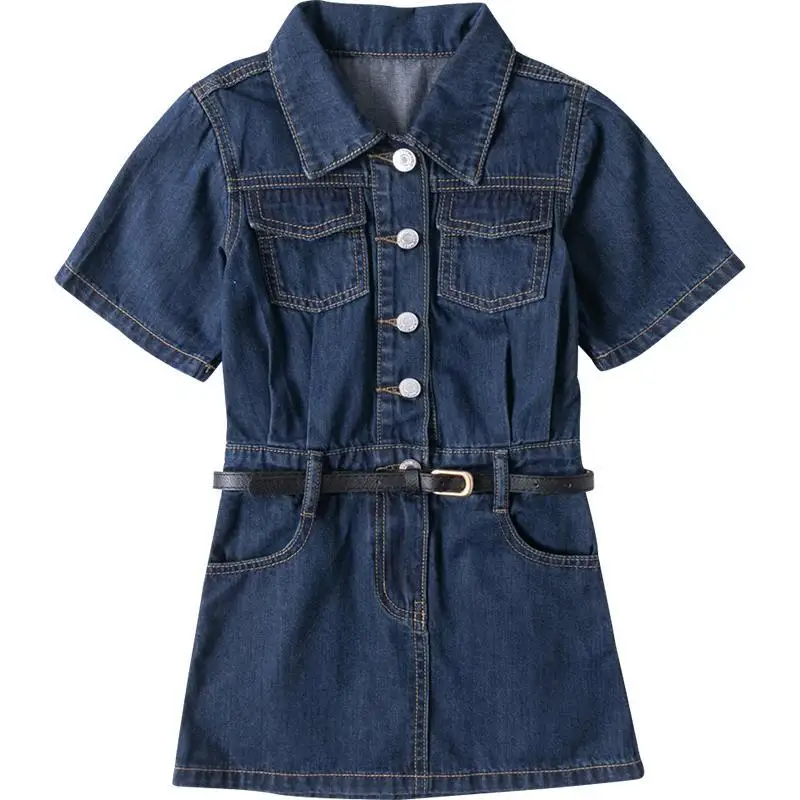 

2023 new New Spring summer baby children kids girl denim casual cotton dresses Children's clothes