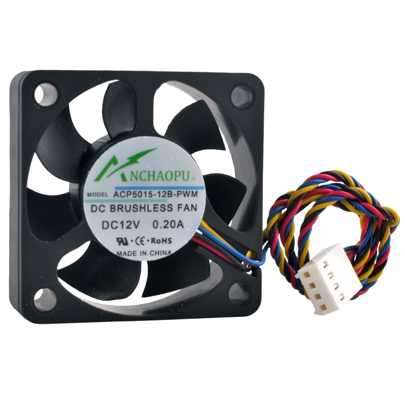 

(2pcs) ACP5015-12S-PWM ACP5015-12B-PWM 5cm 50mm 50x50x15mm DC12V 0.10A/0.20A 4-Pin CPU Cooling Fan 5800/8000rpm for Micro Host