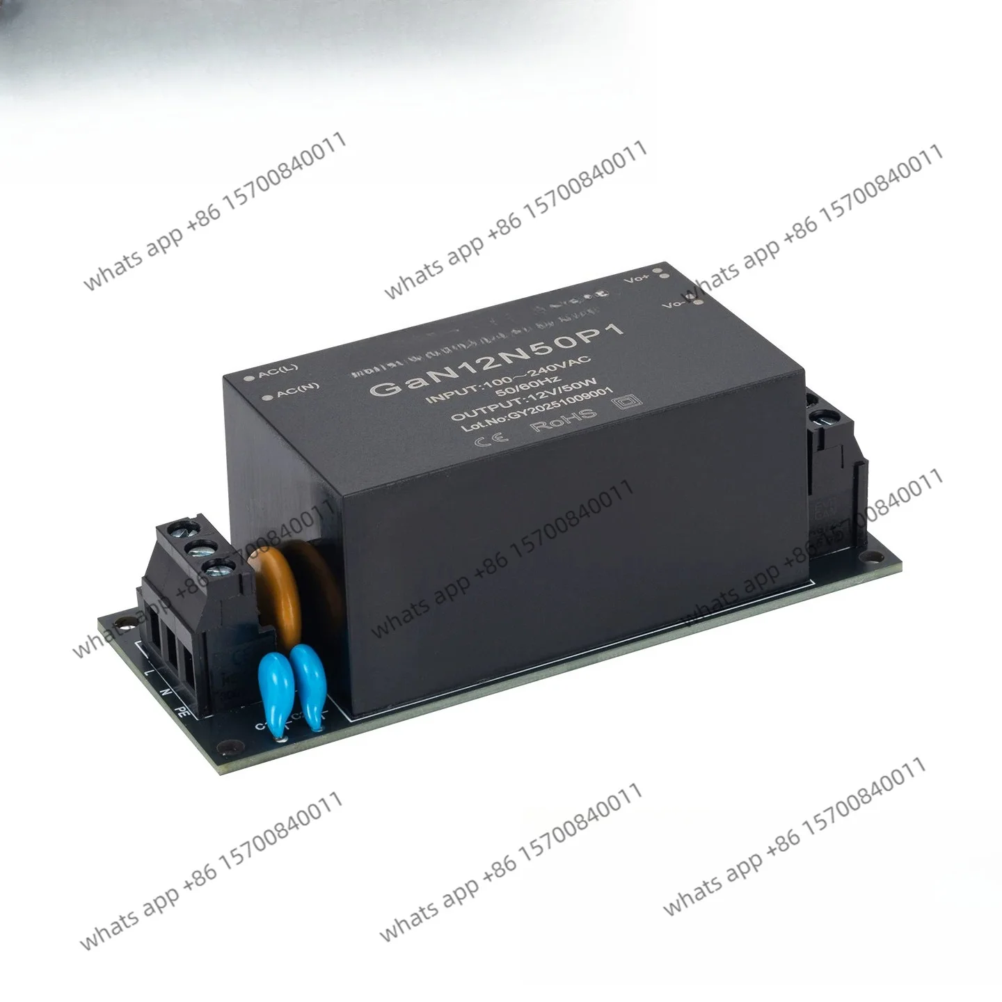 ACDC gallium nitride switching power supply module 220v to 12v15v24v50W isolation regulator demo board CE certification