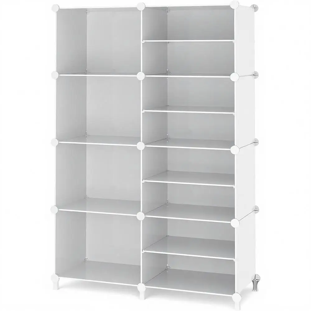 

8 Cube Storage Shelves, Stackable Cubby Shelving for Closet, Bedroom, Living Room, Office - White