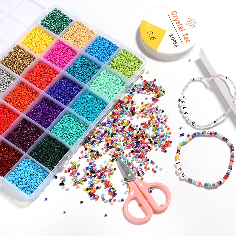 2mm Multicolor Seed Beads Jewelry Making Kit Beads for Bracelets Bead Craft Kit Set, Glass Seed Letter  DIY Art and Craft