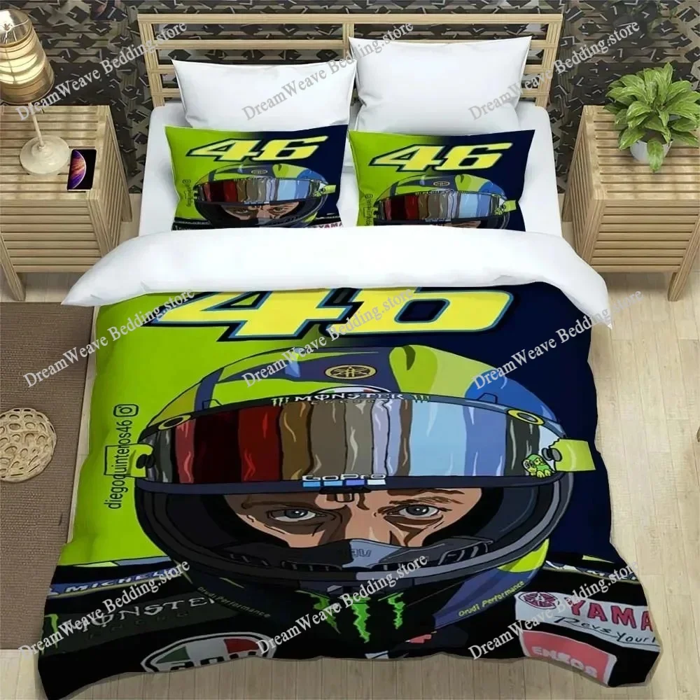

3D Printed Motorcycle Fleet VR-46 Duvet Case Pillowcase Bedding Set Twin Full King for Kids Adults Bedroom