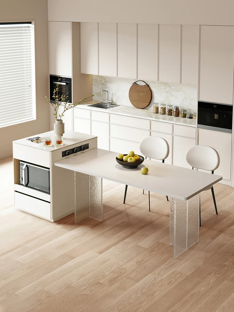 Cream wind independent island table integrated retractable household kitchen small apartment advanced multi-function