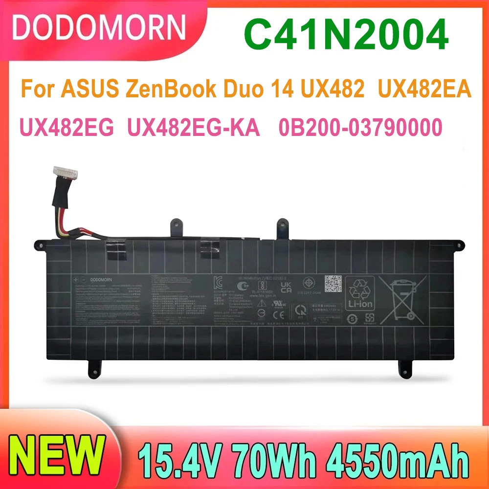 NEW C41N2004 Laptop Battery For ASUS ZenBook Duo 14 UX482 UX482EA UX482EG Series High Quality 15.4V 70Wh 4550mAh 2 Year Warranty