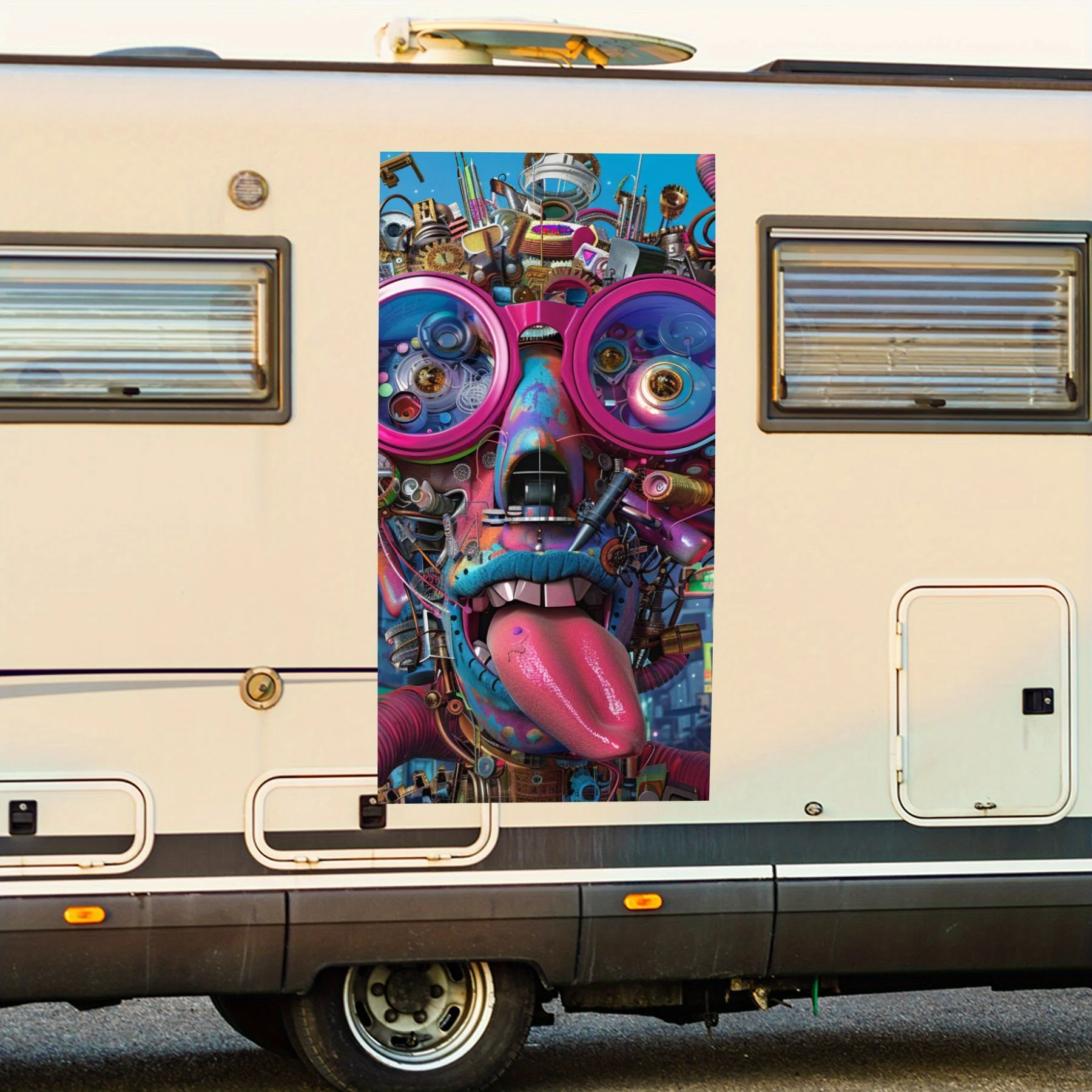 

Сумасшедшая механическая наклейка на автомобиль, виниловая наклейка на сторону дома на моторику, водонепроницаемая самоклеящаяся виниловая наклейка на сторону