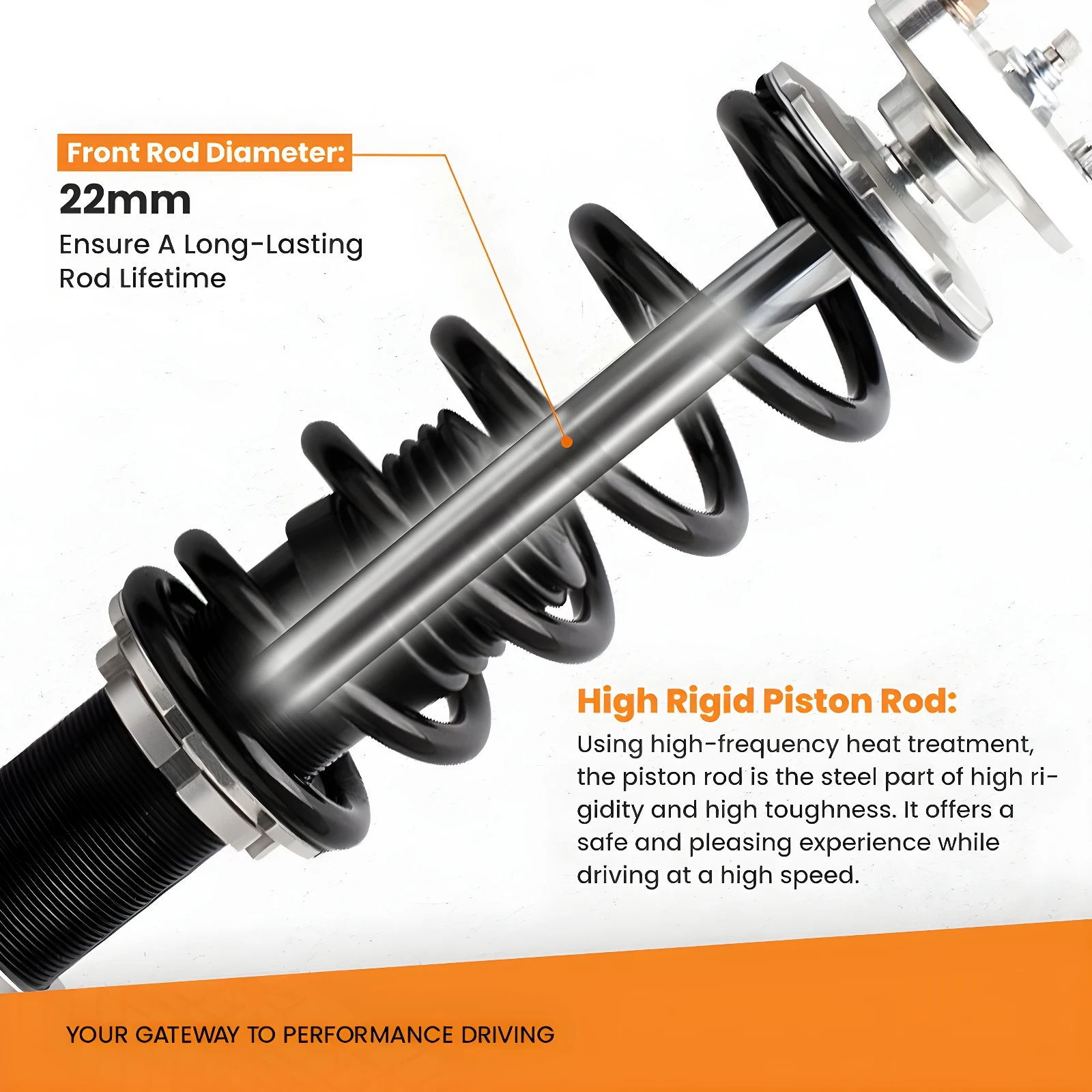 Coilovers for Ford Mustang 1994-2004, 24 Levels Damper Adjustable Coilovers Suspension Kit, Height Adjustable Lowering Kit