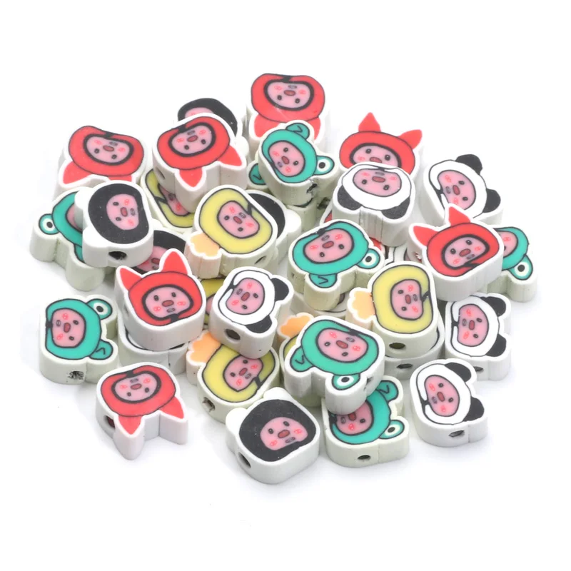 20-100pcs Cute Pig Polymer Clay Beads Loose Spacer Cartoon Beads For Bracelet Necklace Earring Diy Jewelry Making Accessories