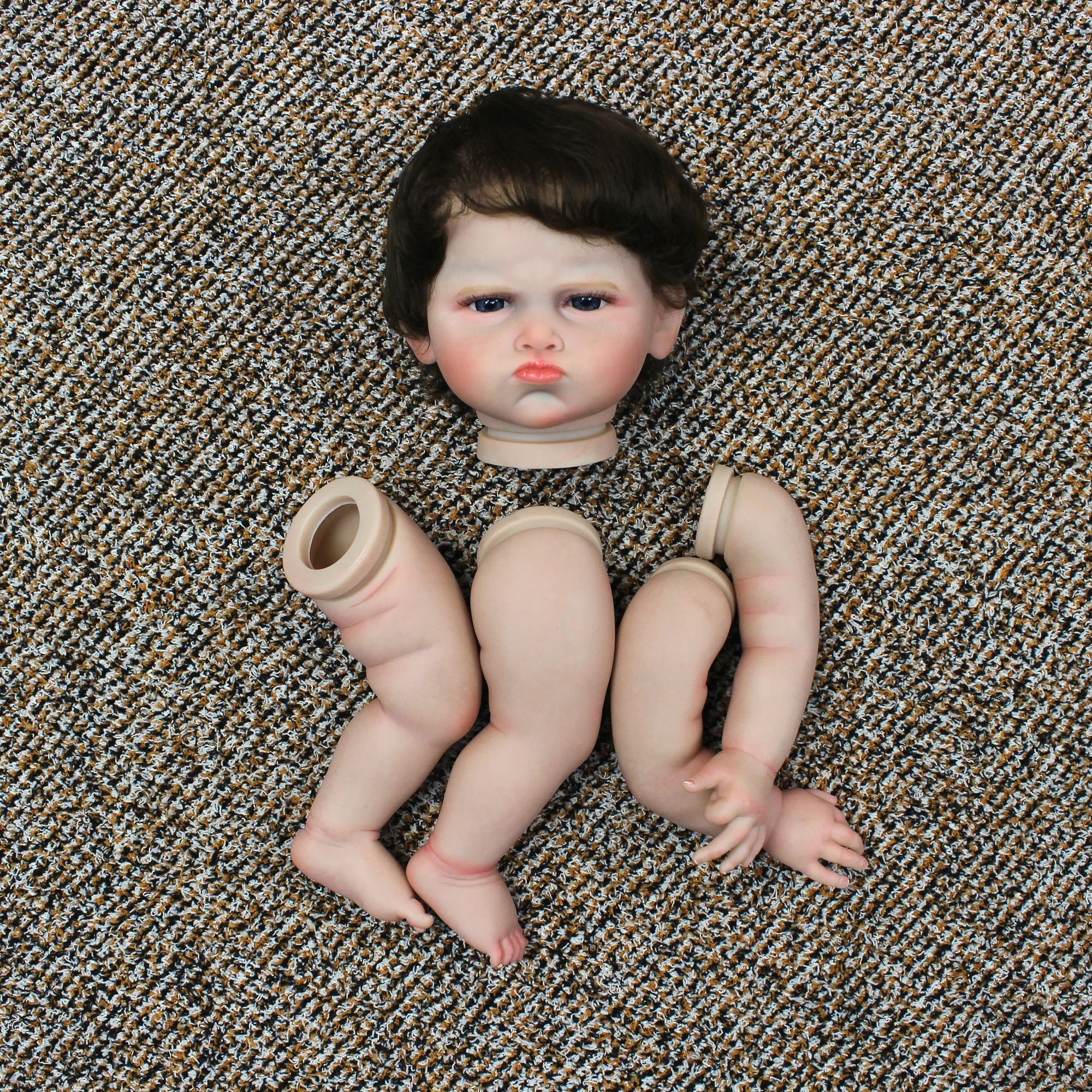 ชุดทำสี20นิ้วมาใหม่พร้อมผมที่หยั่งรากและชิ้นส่วนของตกแต่งงานปาร์ตี้ที่ยังไม่ได้ประกอบพร้อมเส้นเลือดที่มองเห็นได้เหมือนจริงตุ๊กตาเด็กวัยหัดเดินที่เกิดใหม่