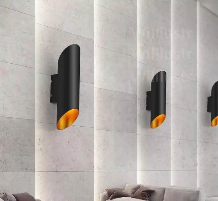 nordic modern lighting black gold aluminum pipe wall light minimalist chamfer sconce lamp doorway lounge porch