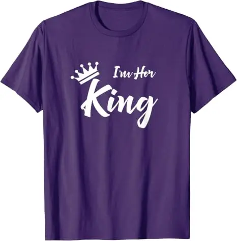 Ich bin ihr König Lustiges T-Shirt für Freund und Freundin Y2k Personalisiertes T-Shirt mit der Aufschrift „Ich bin seine Königin“ Geschenk für Frau, Mann, Jahrestag Kleidung – Detail 12