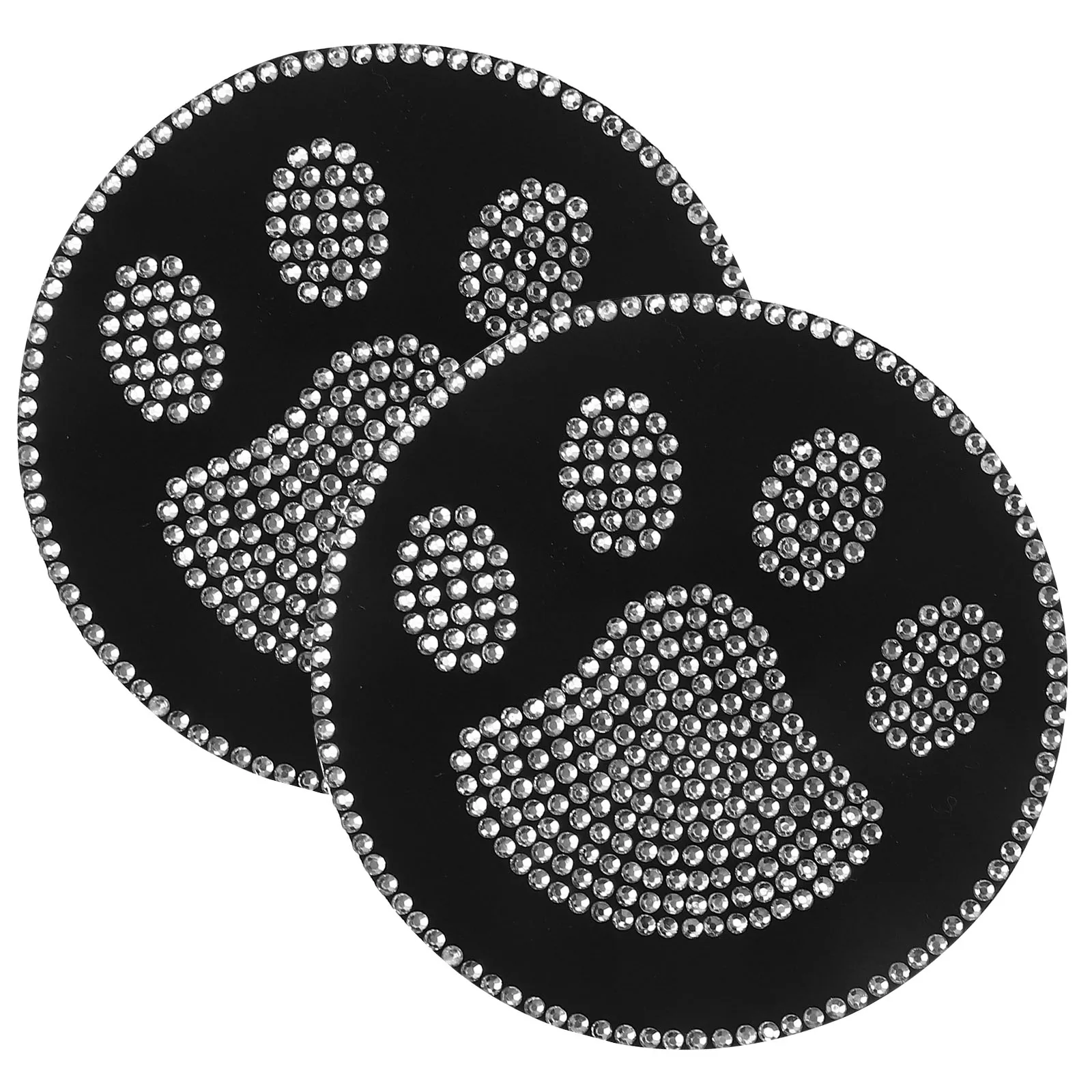 

2pcs Anti Slip Car Cup Coasters Round Rhinestone Drink Mats Heat Resistant Plastic Insulation Non Slip Pad For Car Decorations