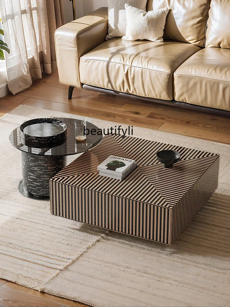 Coffee table side table combination simple modern living room household square tea table designer creativity