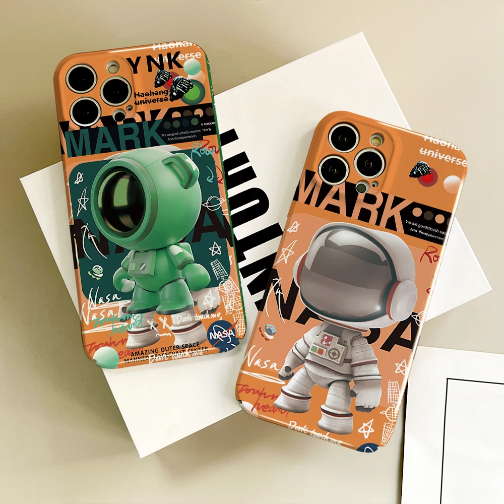 A-Astronaut Cute O Version Hot Phone Case For IPhone 16 15 14 13 12 11 Plus Pro Max Mini All-inclusive Tough Personalized Cover