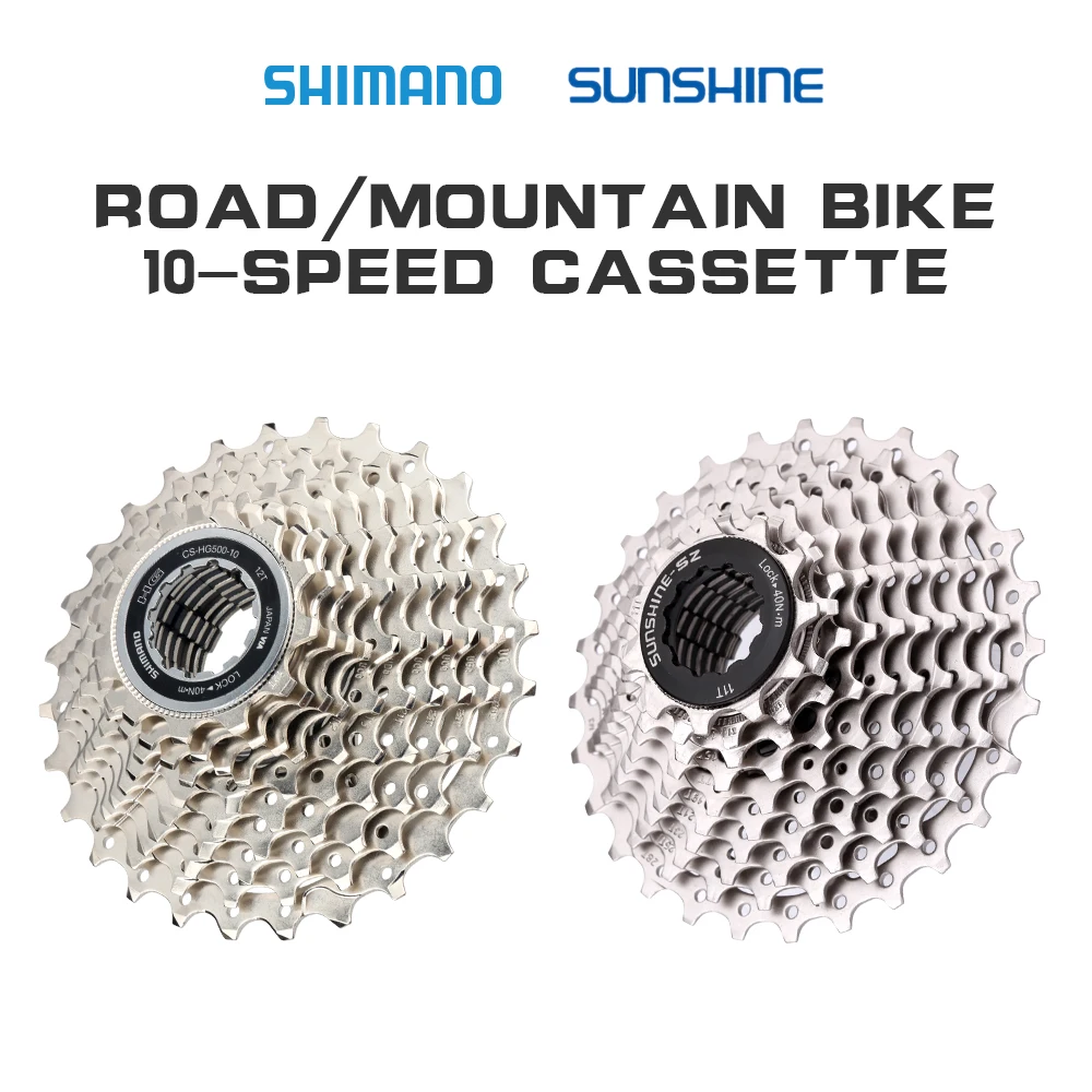 Shimano GRX CS-HG500-10 25/28T and Sunshine 10S-25/28/32/36/40/42/46/50T MTB/Road Flywheel KMC X10 116L Chain/Cassette 10V Kit