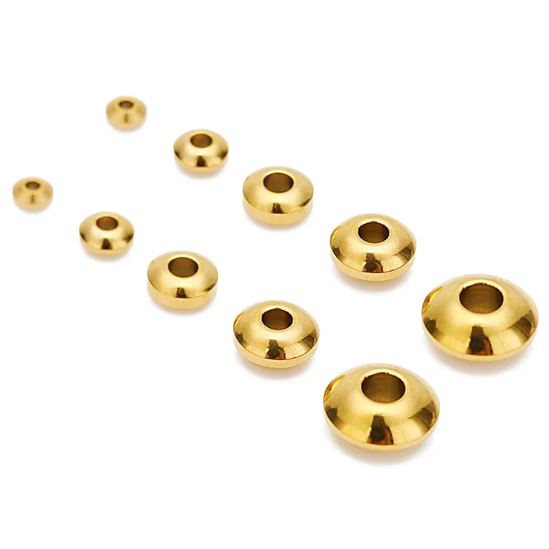 20/50pcs Stainless Steel Double Flat Spacer Beads 4mm 6mm 8mm Gold Color Loose Charms Beads for Bracelet DIY Jewelry Making