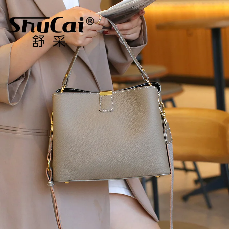 Genuine Leather Women\'s Bag New Handbag Female Fashion Crossbody Bag Female Large Capacity Black