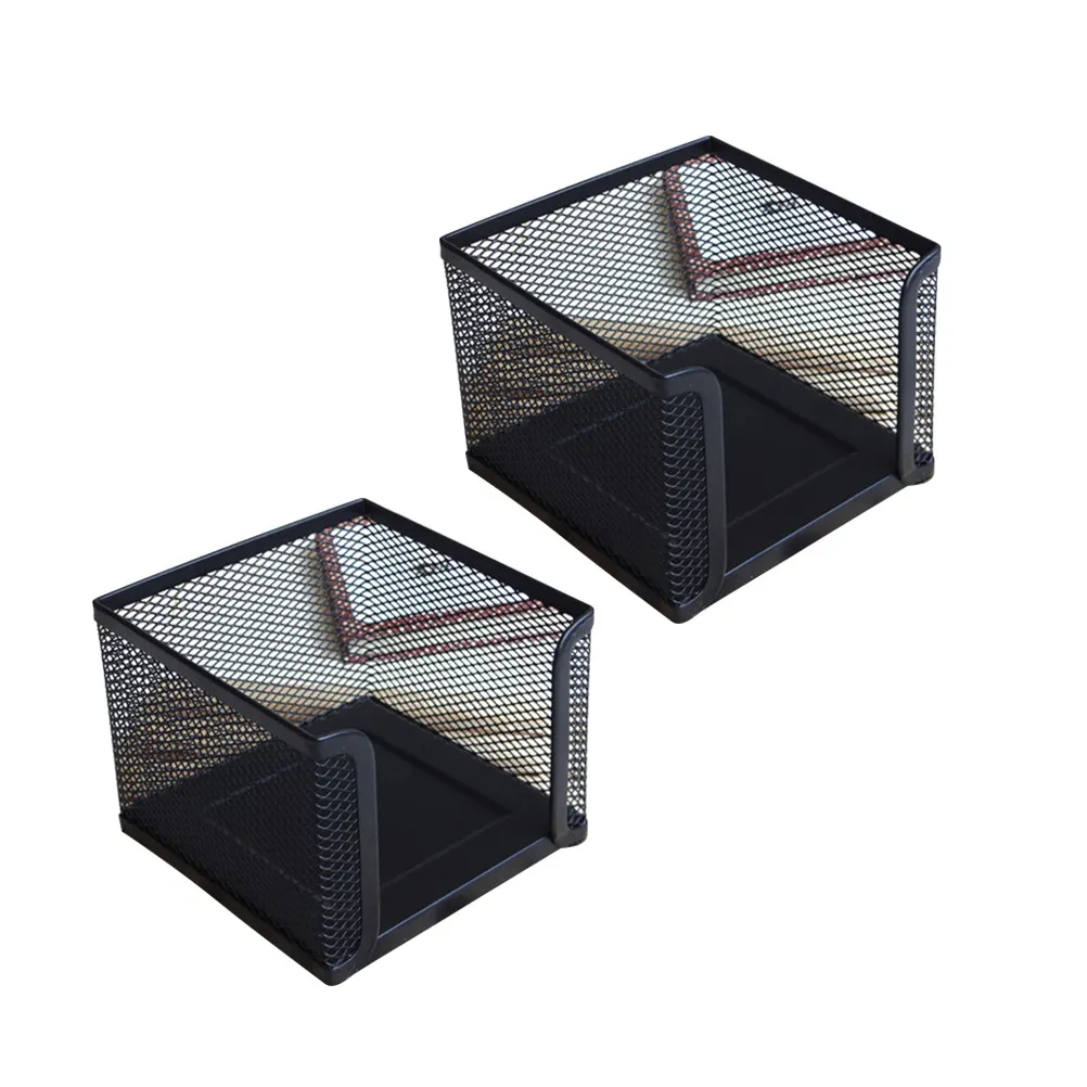2Pcs Wear Resistant Metal Mesh Note Holder for Standard Memo Pads Desktop Dispenser Compact Organizer for Home