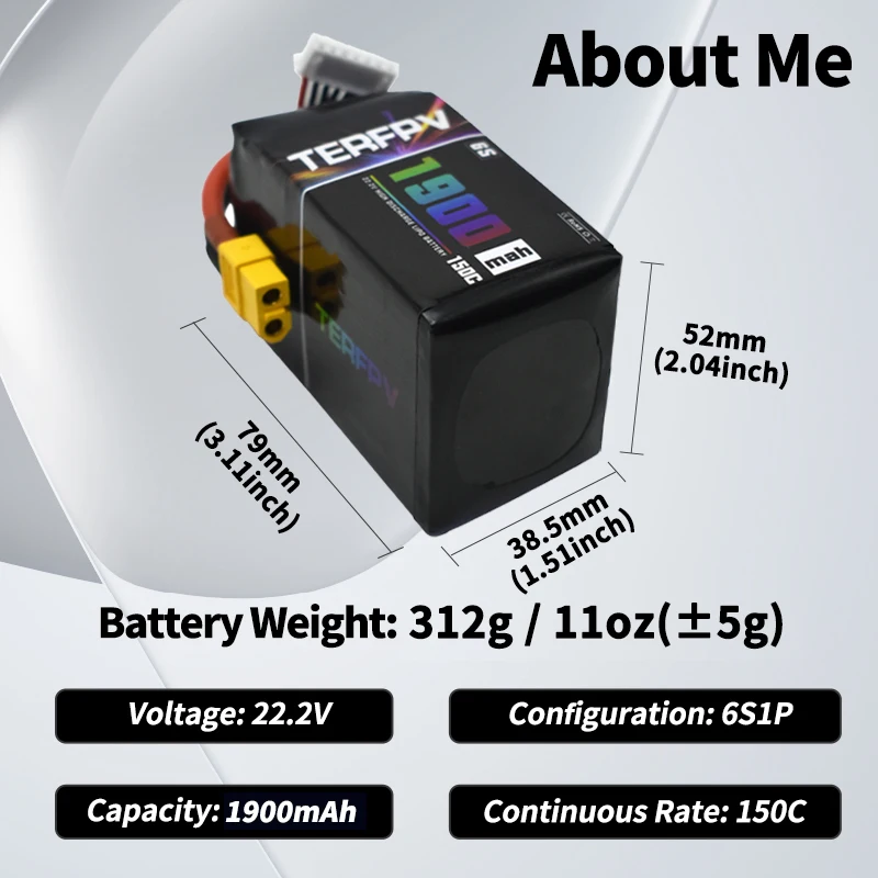 TERFPV Batería LiPo 6S 1900mAh XT60 para Dron FPV - imagen 5
