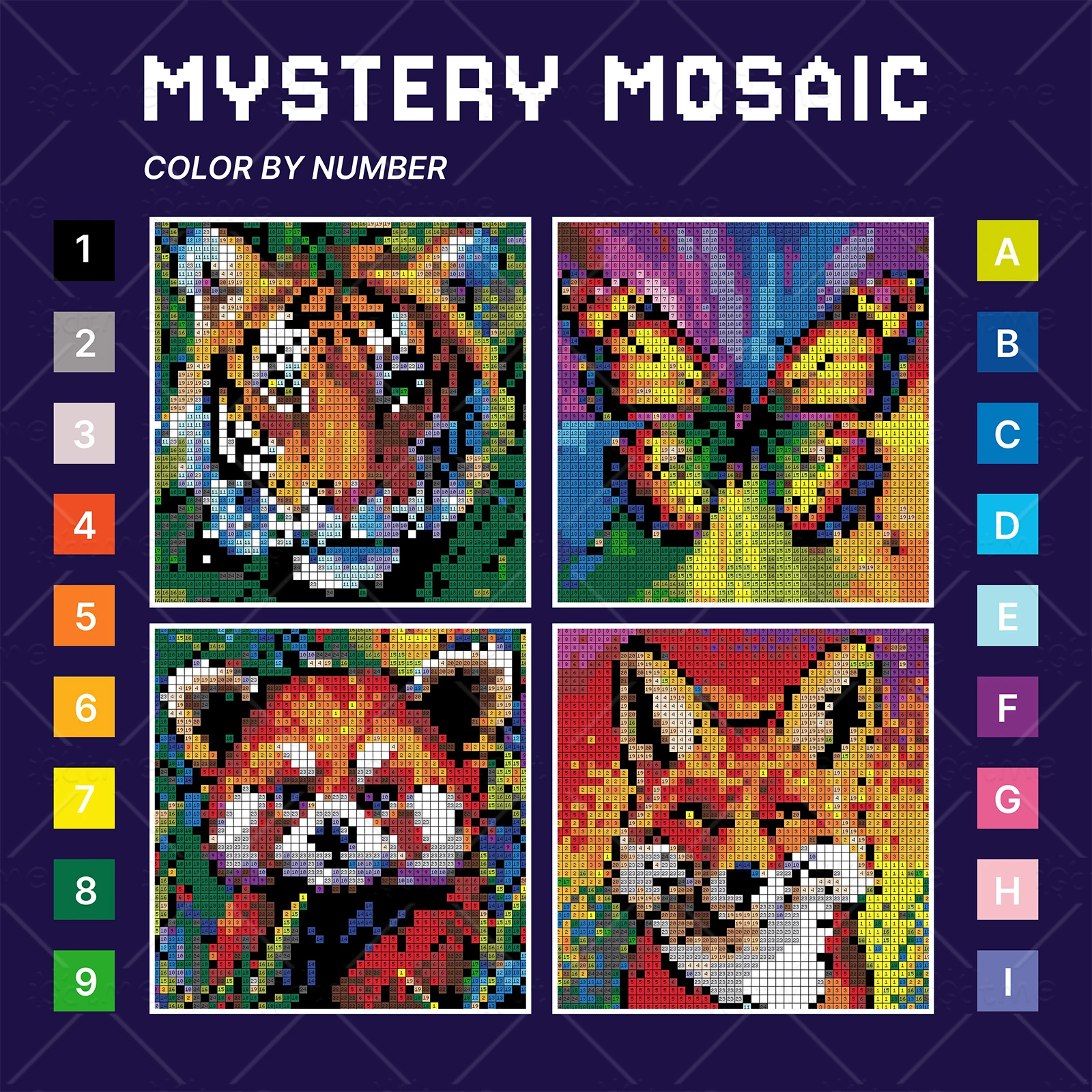Funny Mystery Mosaics Pixel Animal Coloring Book Relaxation Hand Drawn Book Colorful Graffiti DIY Num Painting Drawing Books